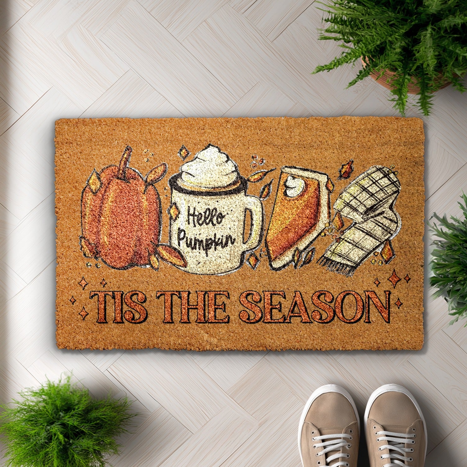 Welcome Fall with Tis The Season, Hello Pumpkin Doormat