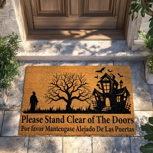 Spooky Season Doormat, Creepy Tree & Ghost Silhouette Welcome Mat