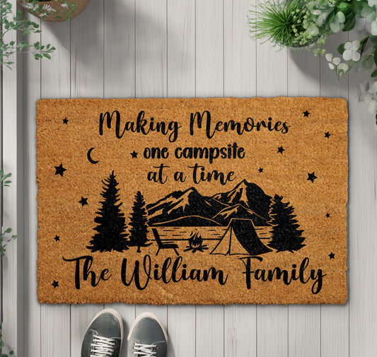 Custom Campsite Doormat: Personalized Family Camping Gift, Nature Lover's Rug