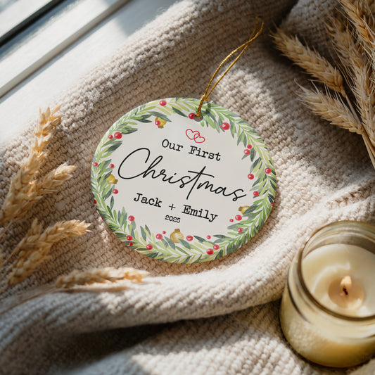 Celebrate Together with Personalized Ceramic Couple Christmas Ornament