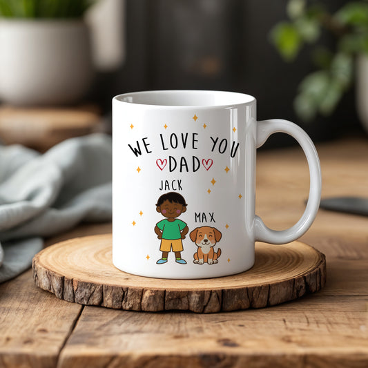Custom Family Characters Coffee Mug, Father's Day Gift Cup, Cute Dad's Birthday Party Drinkware