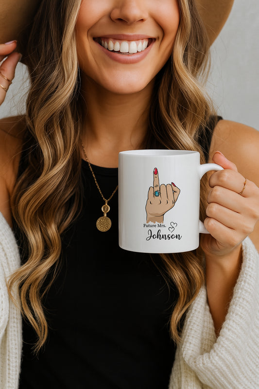 Customize Future Mrs. Wedding Mug, Cute Bride-to-Be Cup Gift