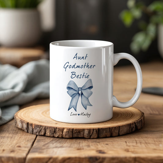 Personalized Godmother Proposal Ceramic Mug, Coquette Auntie Gift Drinkware
