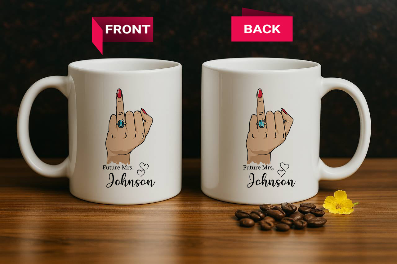 Customize Future Mrs. Wedding Mug, Cute Bride-to-Be Cup Gift