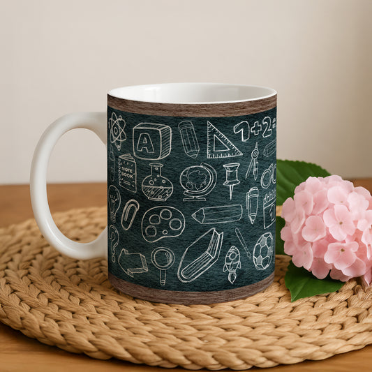 Teacher's Ceramic Mug, School Themed Coffee Cup, Back to School Gift