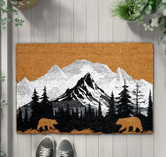 Wilderness Welcome: Mountain & Bear Doormat for Nature Lovers