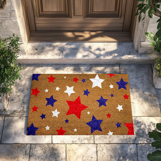 Red, White, and Blue Star Doormat: Celebrate Patriotic Spirit!