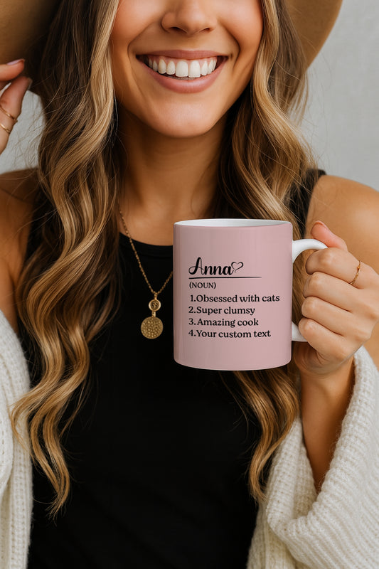 Crafted for You: Custom Name Definition, Stylish Ceramic Tea Cup