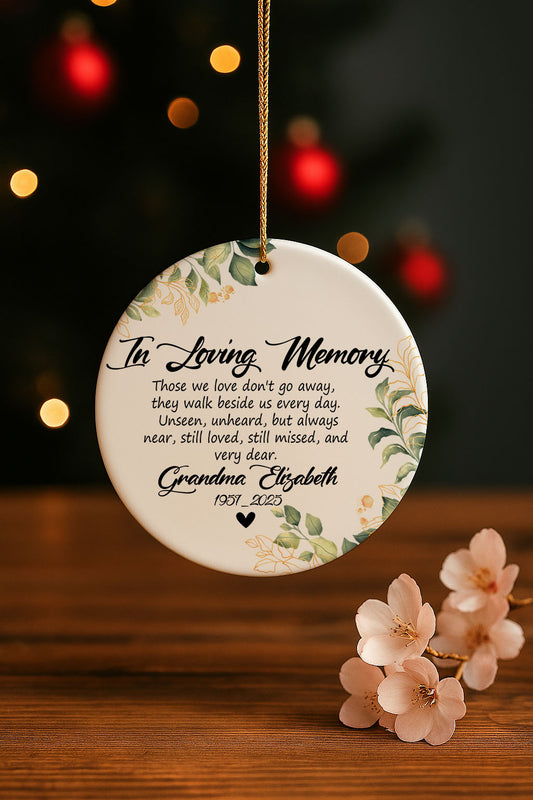 Personalized Grandma Remembrance Ornament, Emotive Bereavement Keepsake