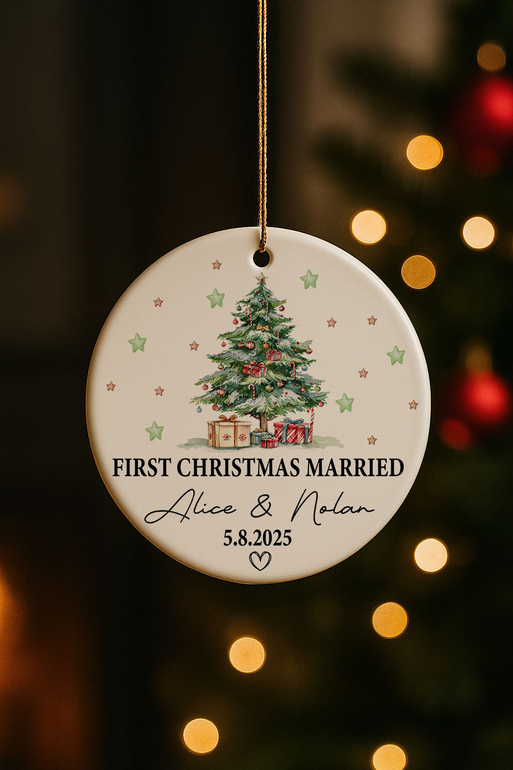 First Christmas Married Ornament, New Home Xmas Keepsake, Custom Decor
