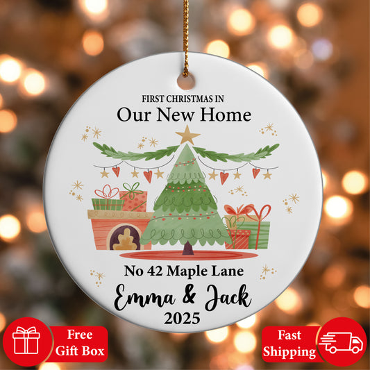 First Christmas in Our New Home Ornament, Newlywed Gift, Ceramic Ornament