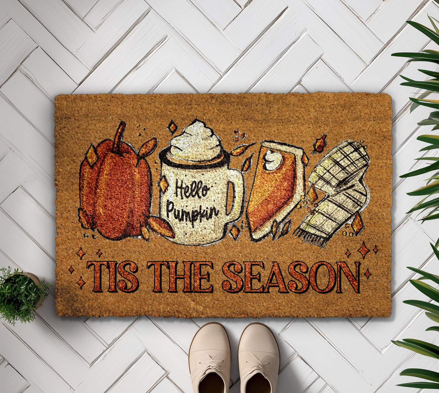 Welcome Fall with Tis The Season, Hello Pumpkin Doormat