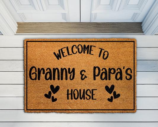 Eco-friendly Welcome Mat: Granny & Papa's House Grandparents Home Decor