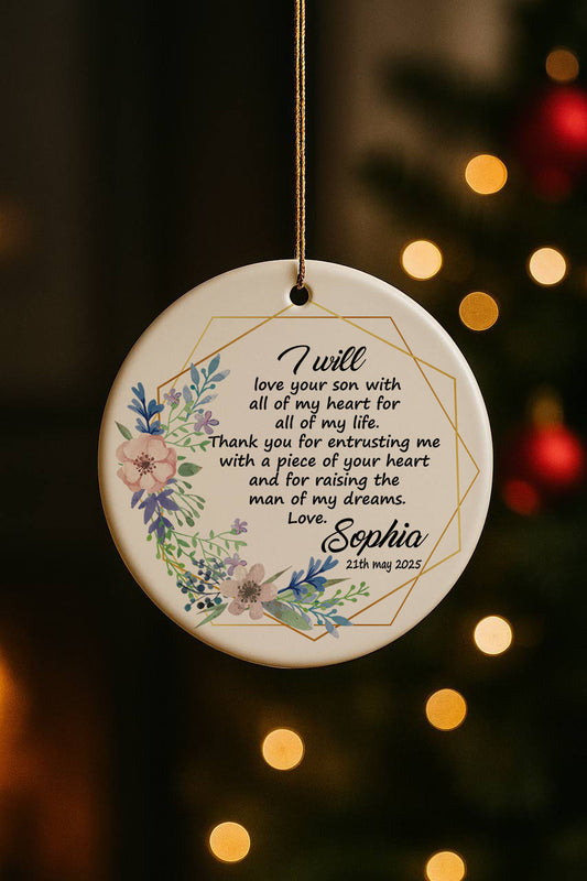 Parents of the Groom Gift, Wedding Keepsake from Bride Ornament