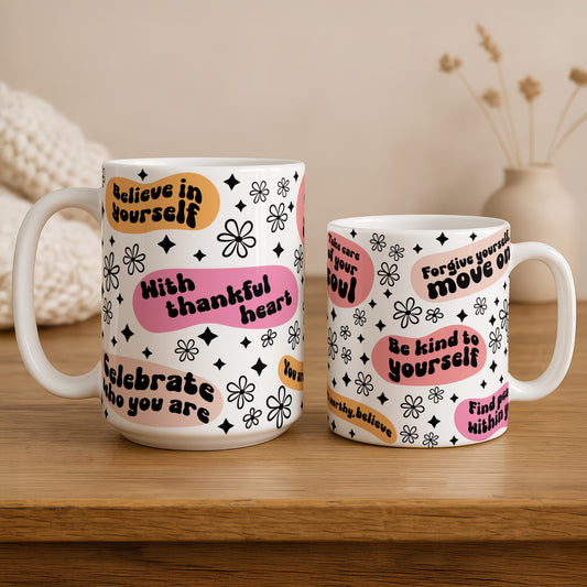 Vibrant Daisy Motivational Mug, Stylish Gift for Positive Vibes!