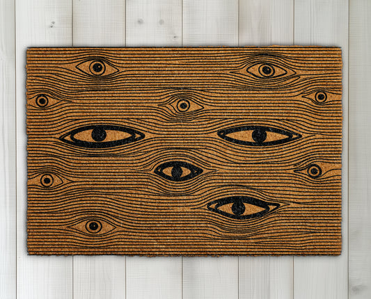 Abstract Art Front Porch Decor, Mystical Eyes Doormat for Spiritual Home