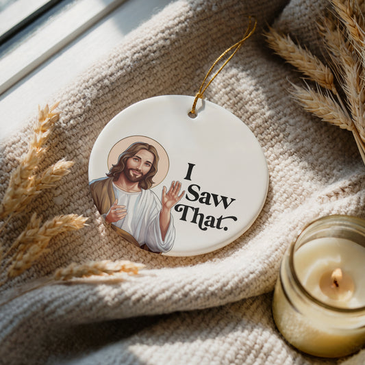Sarcastic Jesus Ornament, Humorous Ceramic Keepsake, Stocking Stuffer Gift