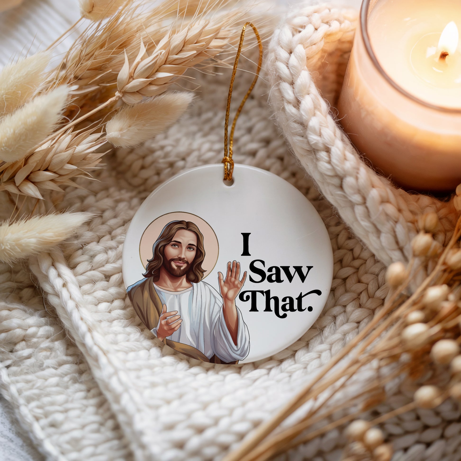 Sarcastic Jesus Ornament, Humorous Ceramic Keepsake, Stocking Stuffer Gift