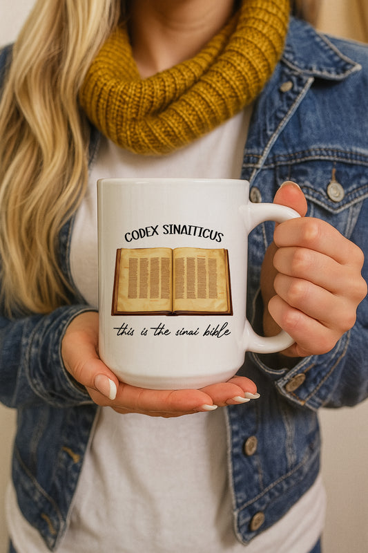 Explore the Codex Sinaiticus Ceramic Mug, A Historical Christian Gift