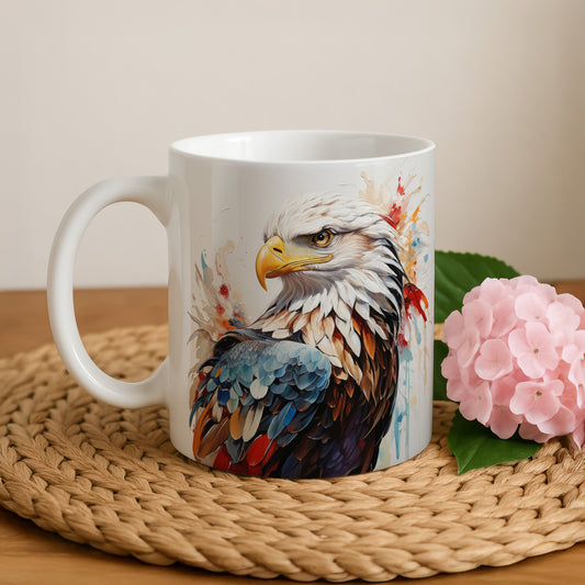 Colorful Bald Eagle Ceramic Mug, Patriotic Fourth Of July Gift